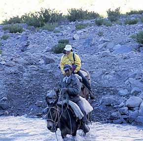 Al crosses the Horcones River