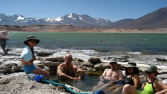 Relaxing in the local hot springs