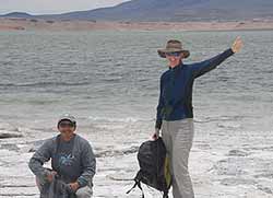 Claire with Juan Carlos at Laguna Verde