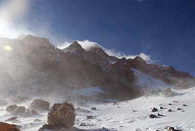 Why we did not summit, the wind and lenticular cloud on the summit from High 