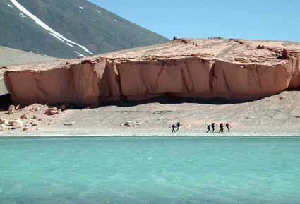 The group takes a hike around Laguna Verde