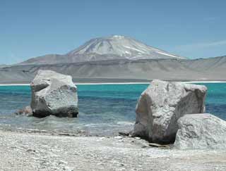 Mt Incahuasi (6615m) is a particularly beautiful peak, as seen from Laguna Verde