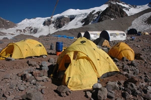 BAI tents at Plaza de Mulas on Aconcagua