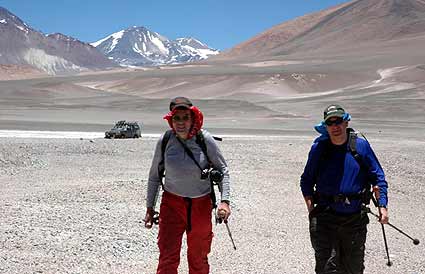 Brian and Roger hiking around camp