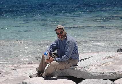 Ken relaxes on the shores of Laguna Verde