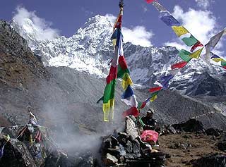 Prayer flags at BAI Ama Dablam Base Camp