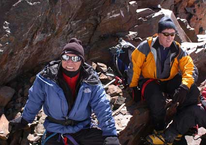 Keith and Bob taking a short break during their climb 