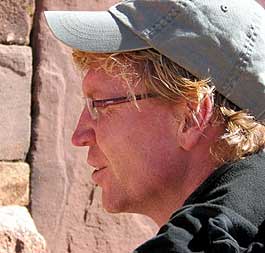 Jamie happy and relaxed after a successful summit of Pequeno Alpamayo
