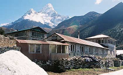 Ang Temba’s lodge in Pangboche with views of Ama Dablam
