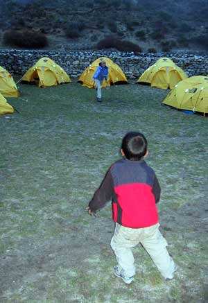 Lhakpa playing Frisbee with our team