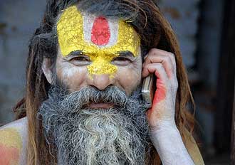 A holy man takes an important call