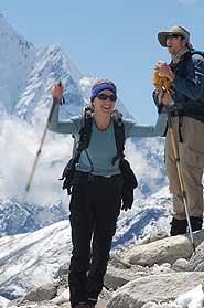 Karen on the trail to Gorak Shep