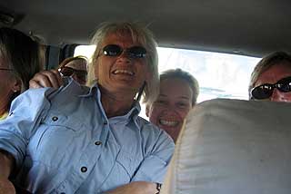 A tight squeeze inside the taxi