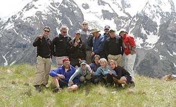 Enjoying the views high up in the Caucasus Mountains.