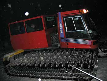 Everyone but Opus takes a snowcat ride to Prostokov Rocks