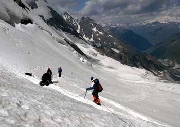 Climbing on the glacier