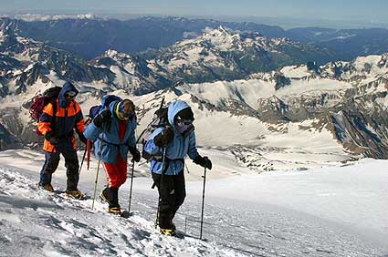 Approaching the summit on a clear day