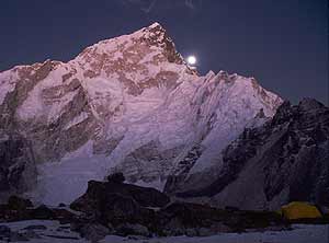 Nuptse in early morning light from base camp