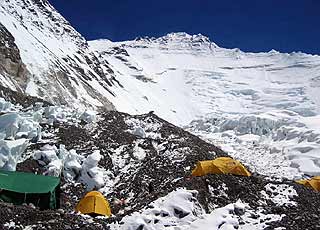 Camp 2 with Lhotse face in background