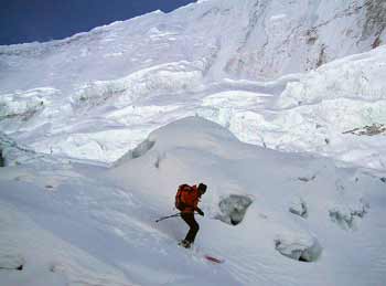 Maegan practices a few turns near camp 2