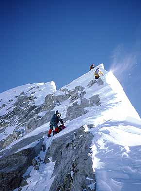 The summit ridge of Everest.
