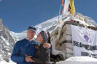 Maegan and Grant preparing to leave base camp.
