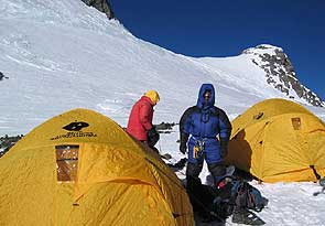 Getting settled at our South Col camp