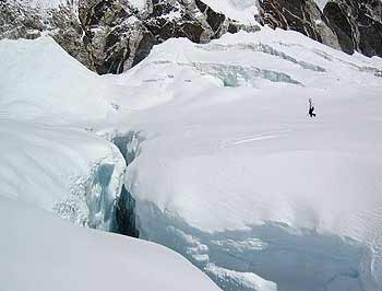 Crevasse between camp 1 and camp 2