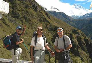 Ang Temba, A Rita, and Wally at new Tenzing Norgay memorial near Namche 