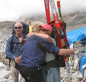Maegan and Grant take off for Lobouche Peak, Sept 17 