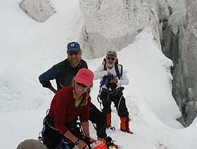 BAI climbers take a break in the icefall
