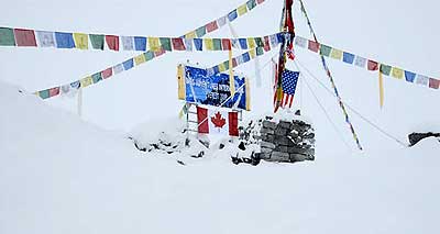 Base Camp turns into a blanket a fresh white snow