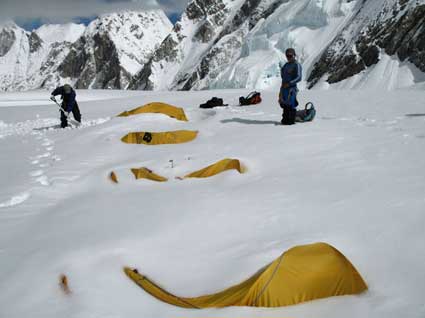Our tents at Camp 1 were almost completely buried in the snow