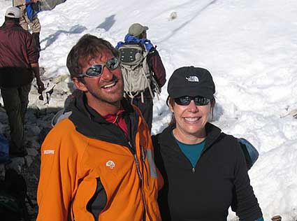 Dave Hahn with Cami Mattson at Base Camp last week