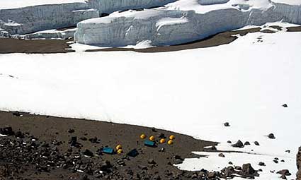 Our crater camp with lots of snow!