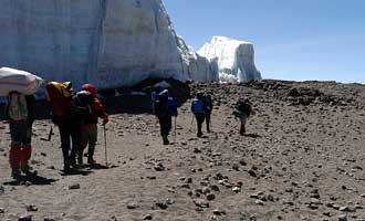 Arriving at our camp by the glacier