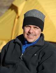 Carlos, our Brazilian climber, enjoying the sunset on Kilimanjaro