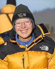 Nancy Lee proudly reaches the roof top of Africa