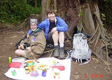 Enjoying lunch on the trail