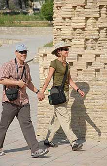 Alex and Julie strolling in the old city
