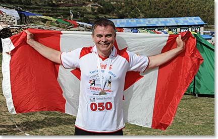 A superhero indeed! Leo after crossing the finish line of the Everest Marathon and looking stronger than ever!