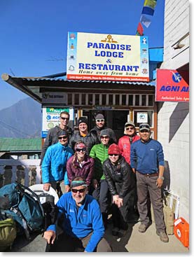 In front of our lodge in Namche