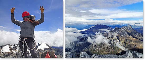 Left: Summit success! Right: Rewarding views from the summit