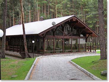 The dining room of our Terskol Lodge