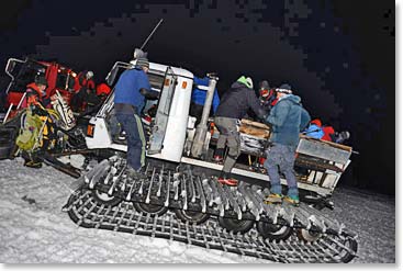 Loading the snow cat on summit day