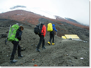 Approaching Jose Ribas hut in Cotopaxi; 14,750ft(4,500m)
