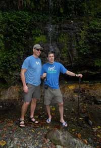 Mark and Joel enjoy the cool walk to the waterfall