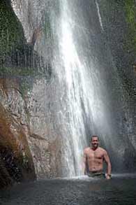 Our hike ended at a beautiful waterfall, Trevor enjoyed a refreshing dip in the water