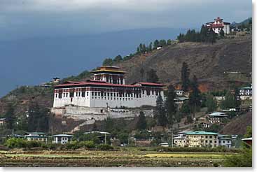 A dzongs — ancient fortresses that are one of the trademarks of the architecture of Bhutan
