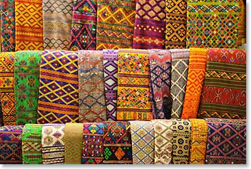 Beautiful andcrafted silk and woolen woven fabrics in Bhutan